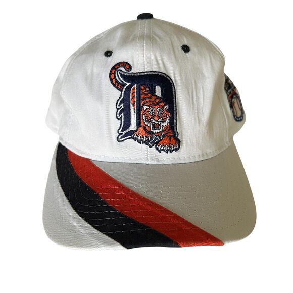 Vintage Detroit Tigers Hat Cap Snap Back White Gray MLB Baseball Starter 90s - Picture 1 of 10